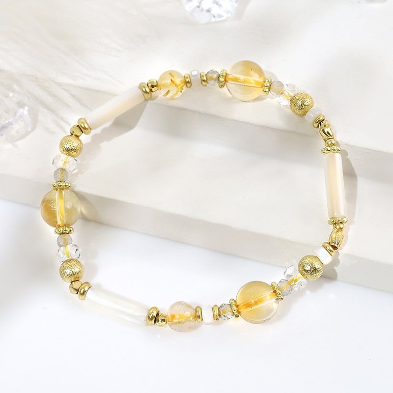 好日子 | A106黄水晶钛珍珠母贝水晶手链 - 手链/手环 - 宝石 黄色