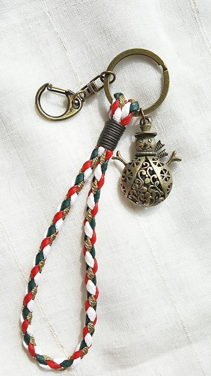 Paris*Le Bonheun。ZAKKA镂空&腊线编织钥匙圈。圣诞系列。雪人 - 钥匙链/钥匙包 - 其他金属 多色