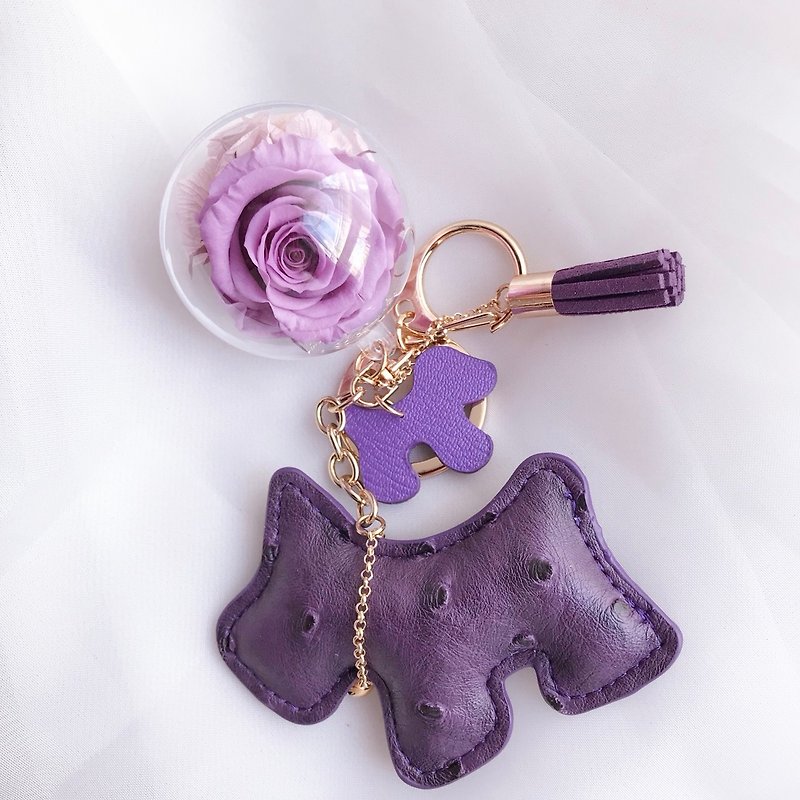狗狗永生花吊饰 紫色钥匙圈 情人节礼物 新年礼物 - 钥匙链/钥匙包 - 植物．花 紫色