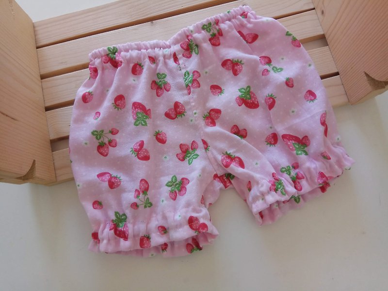 草莓 弥月礼物 宝宝裤 南瓜裤 婴儿裤 短裤 - 包屁衣/连体衣 - 棉．麻 粉红色