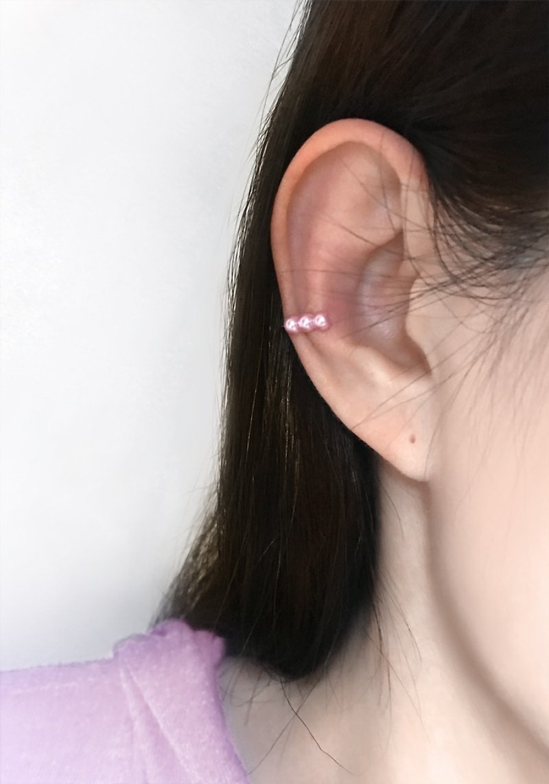 三颗小珠耳夹/耳骨夹(6色可选) - 耳环/耳夹 - 玻璃 多色