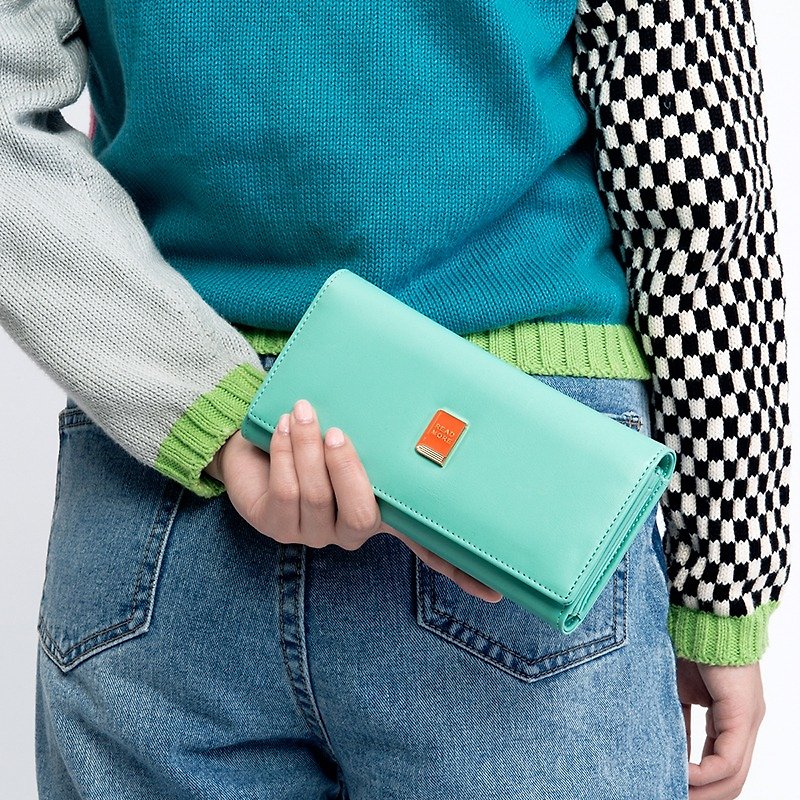 KIITOS CLASSIC 经典系列长款三折皮革钱包--阅读款 - 皮夹/钱包 - 真皮 绿色