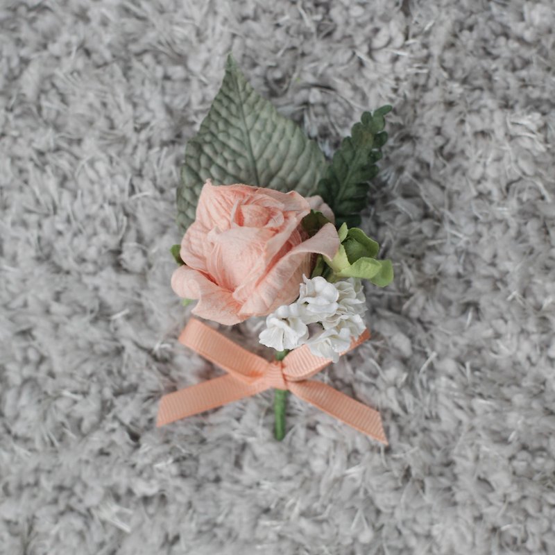 GC103 : Flower corsage Boutonniere Wild Things, Apricot Size 2" x 3.5" - 胸针 - 纸 橘色