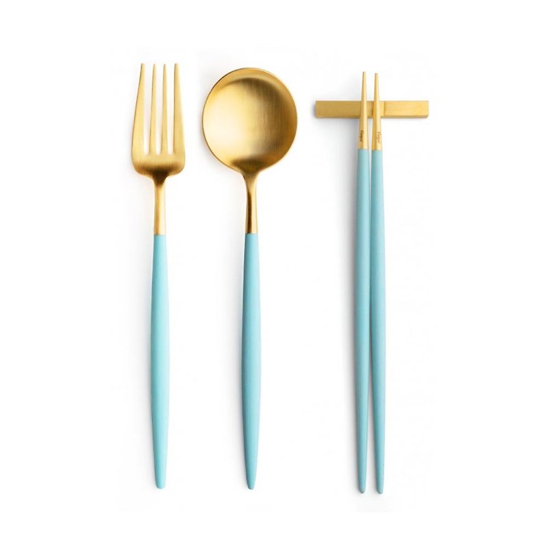 葡萄牙 Cutipol | GOA /  蒂芬妮金 / 中餐三件组 - 餐刀/叉/匙组合 - 不锈钢 蓝色