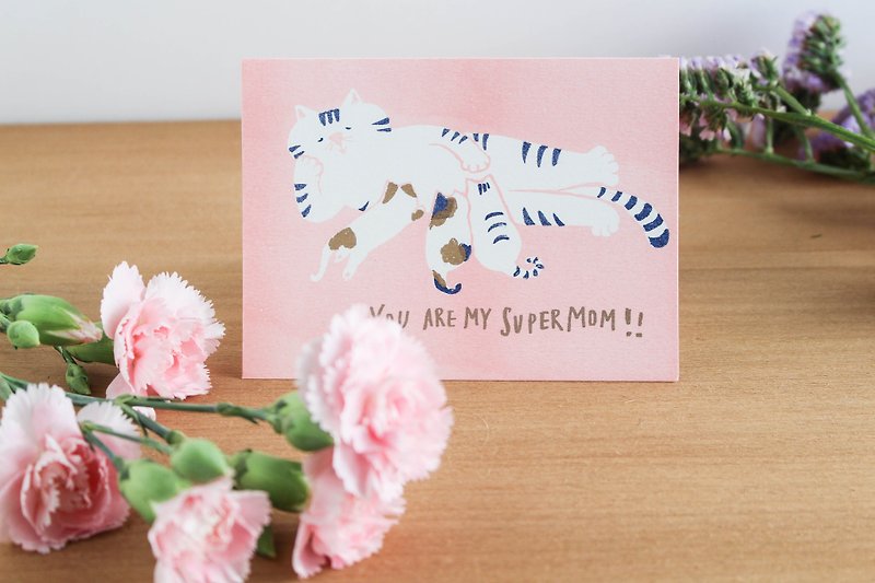 SUPERMOM 母亲节卡片- 窝在一起 - 卡片/明信片 - 纸 粉红色