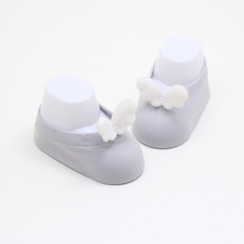 Baby Gift Newborn Baby Girl and boy cool Socks with Angel wing - 婴儿袜子 - 棉．麻 灰色