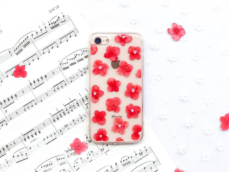 满满 红 绣球花 • Hydrangea Handpressed Flower Phone Case - 手机壳/手机套 - 植物．花 红色