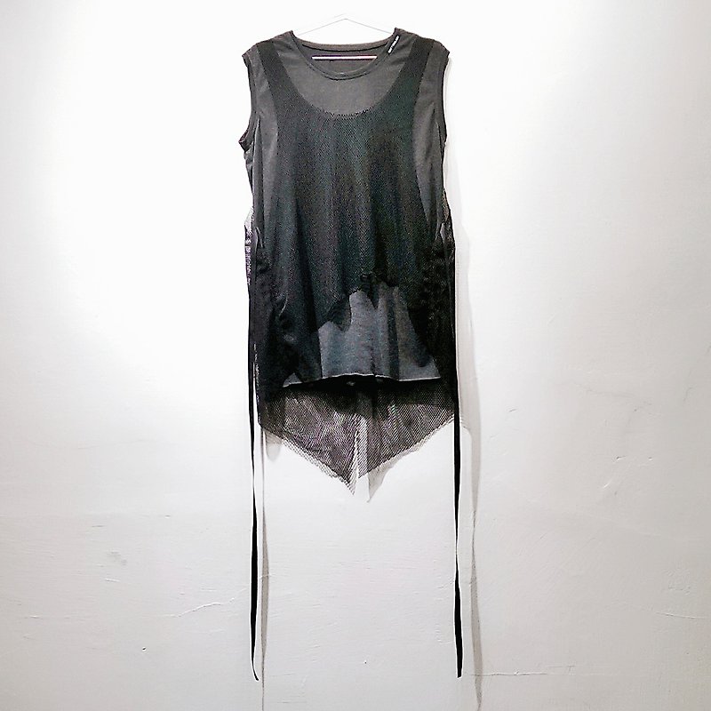 暗黑中性两件式渔网绑带上衣(女) Ray77 Galaxy - 女装上衣 - 聚酯纤维 灰色