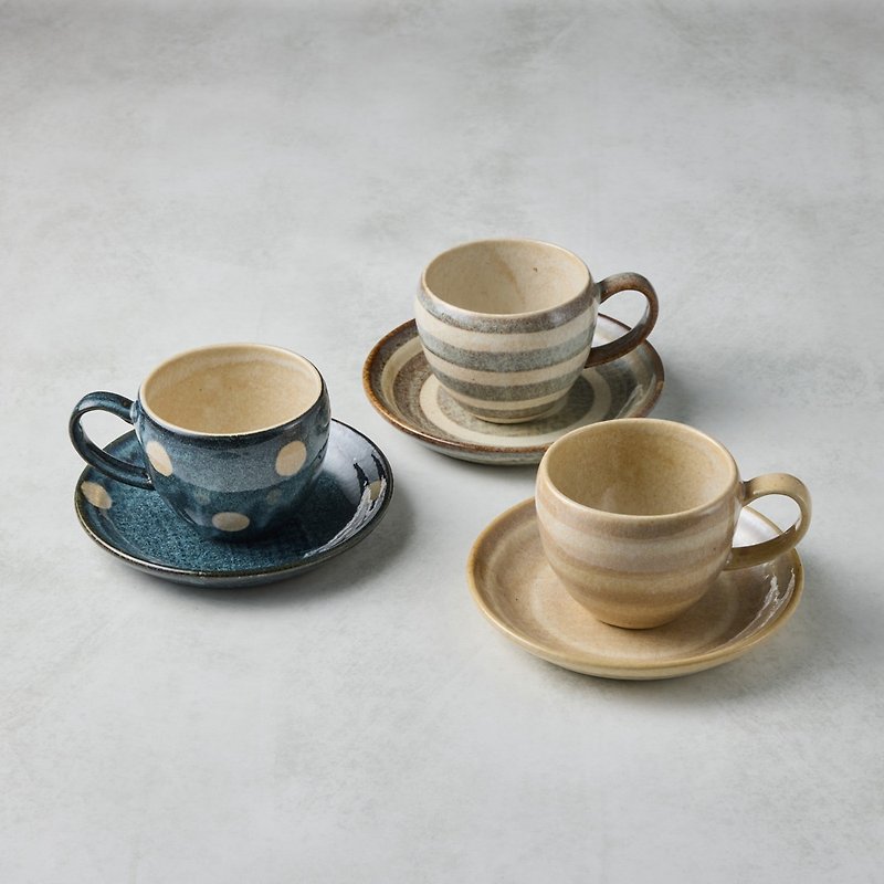日本美浓烧 - 圆釉咖啡杯碟组-任选对杯组(4件式) - 200 ml - 咖啡杯/马克杯 - 陶 多色