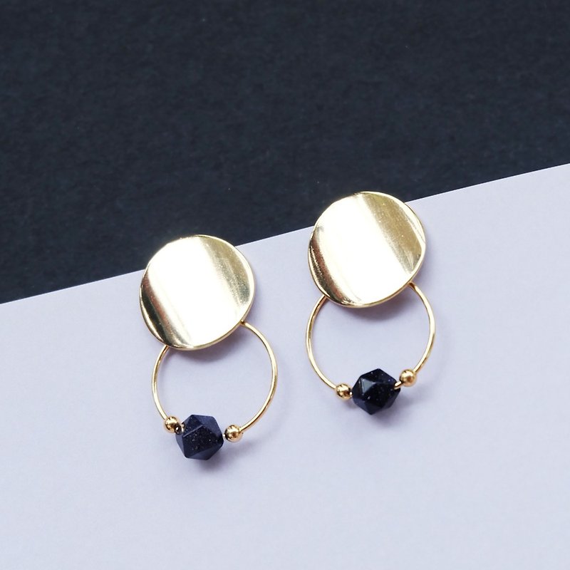 彗星 蓝砂石 18k包金 镀厚金 个性设计耳环 - 耳环/耳夹 - 铜/黄铜 金色