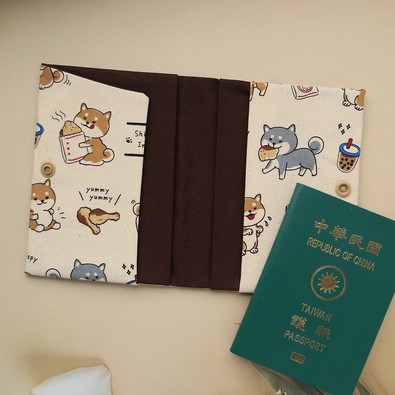 【数字柴犬】护照夹 护照套 护照包 - 护照夹/护照套 - 棉．麻 蓝色
