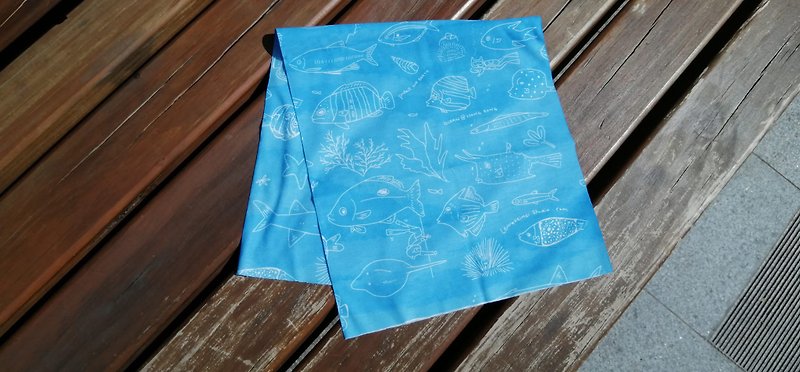 大海鱼群潜水猫头巾 - 运动配件 - 聚酯纤维 蓝色