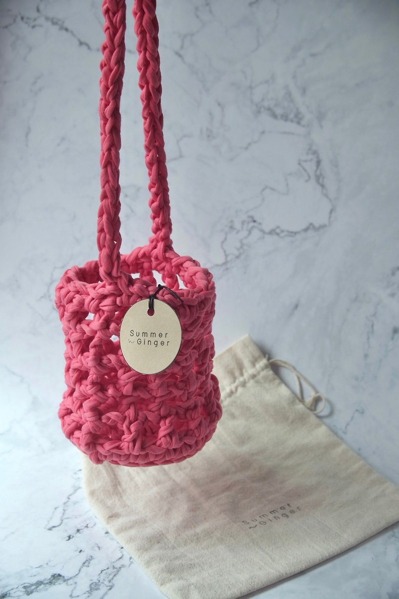 Bucket Bag : Punch Pink - 手提包/手提袋 - 棉．麻 粉红色