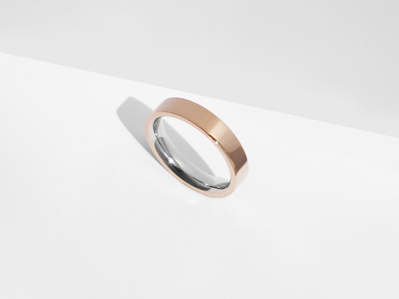 Dual Texture双质感钛钢戒指 | 玫瑰金 | 定制刻字 - 戒指 - 不锈钢 金色