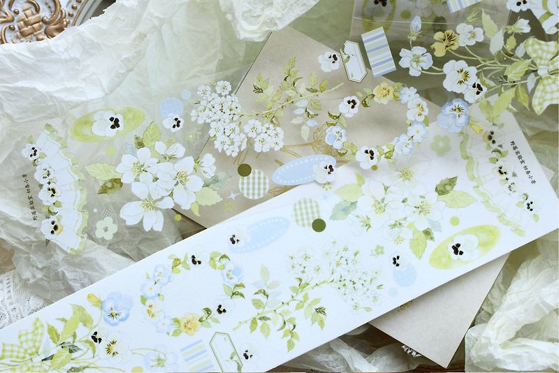 庭院中-PET膠帶清新自然花卉DIY手帳日誌手繪裝飾素材 - 纸胶带 - 塑料 多色