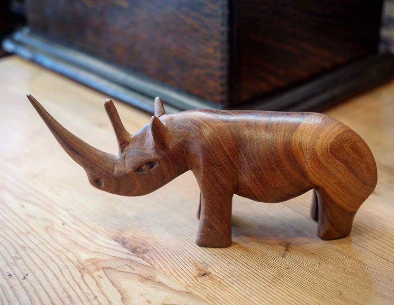 世界各国收藏！ 手工雕刻实木动物系列 肯尼亚 犀牛 （共17款） - 摆饰 - 木头 