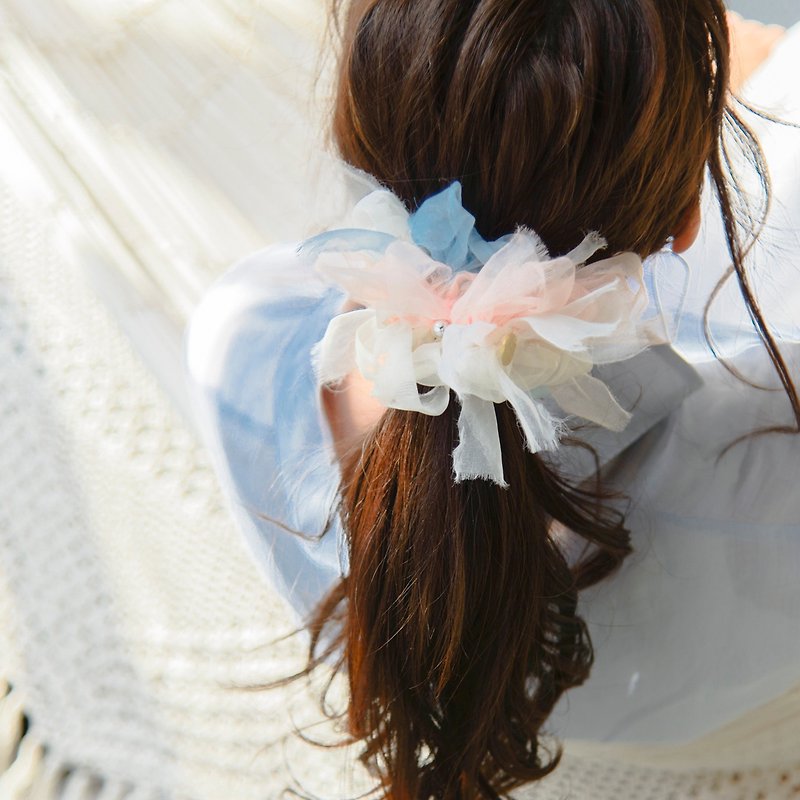 パステル | 彩る咲き編みシュシュ - 发饰 - 聚酯纤维 白色
