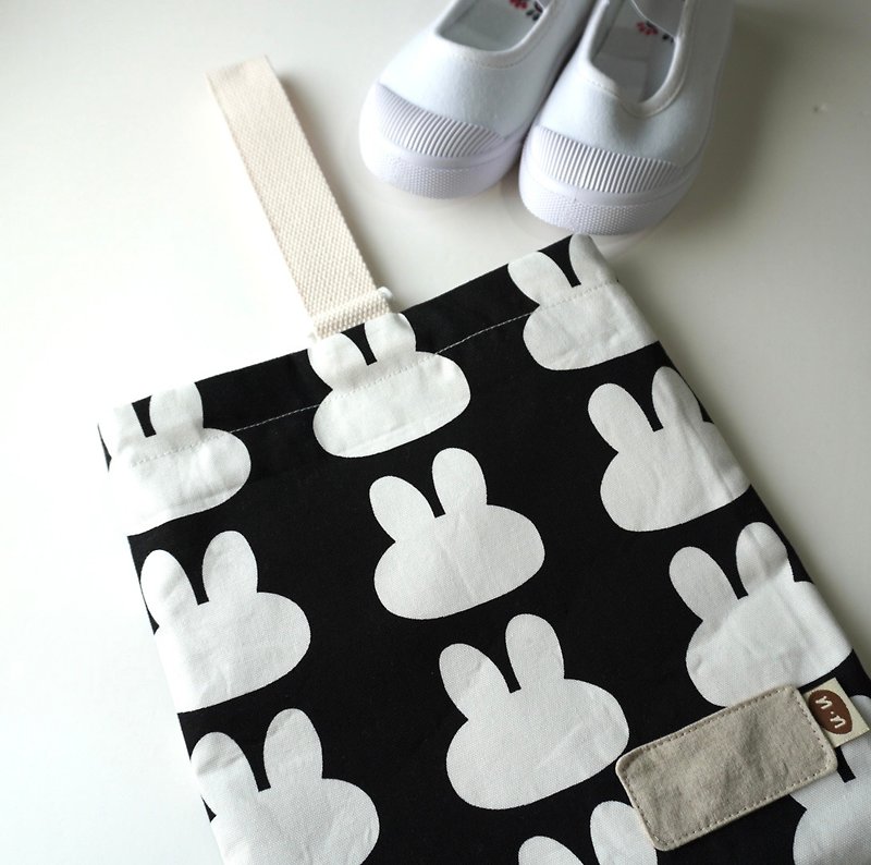 兔子剪影 幼稚园室内鞋袋 - 其他 - 棉．麻 黑色