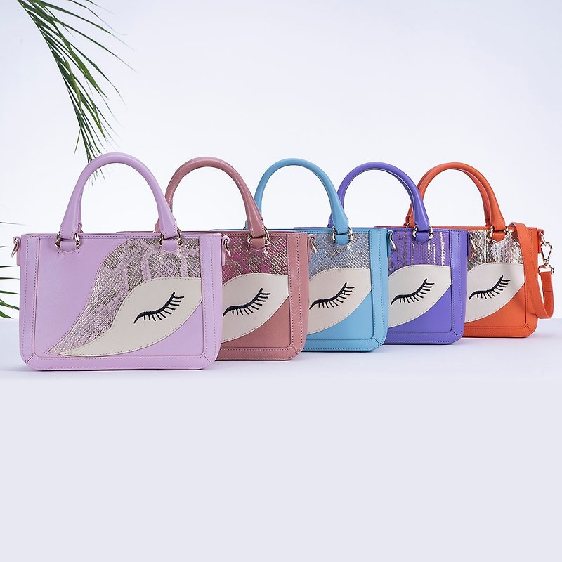 handmade  leather handbag 手提包手工皮包复古斜背包简约单肩包 - 侧背包/斜挎包 - 真皮 紫色