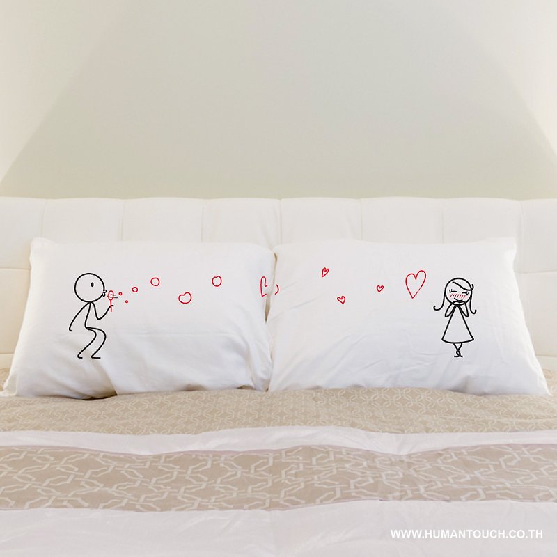 Love Bubble White Couple Pillowcase (Set of 2) - 寝具 - 其他材质 白色