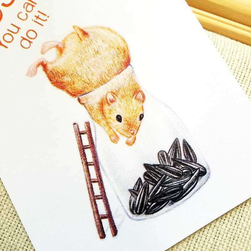 明信片- 小鼠抓葵瓜子 - 卡片/明信片 - 纸 橘色