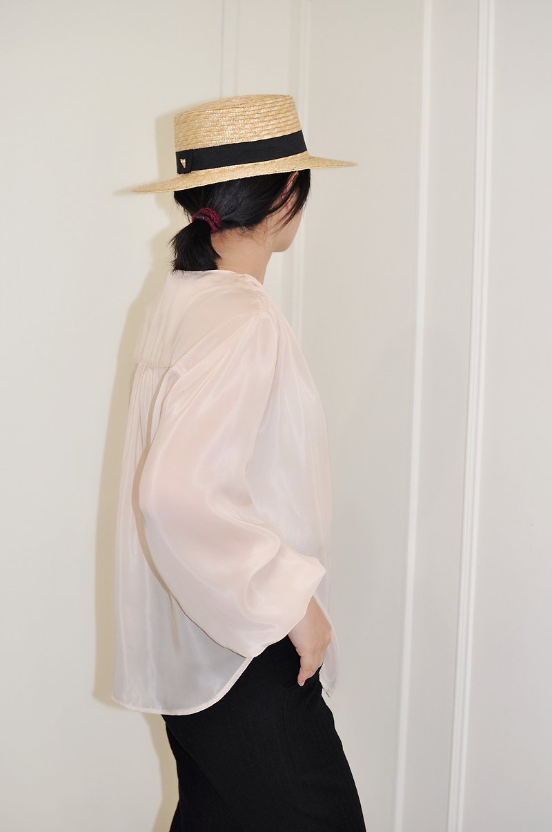 Flat 135 X 台湾设计师系列 日本布料 V领衬衫式上衣 Bemberg布料 - 女装上衣 - 聚酯纤维 粉红色