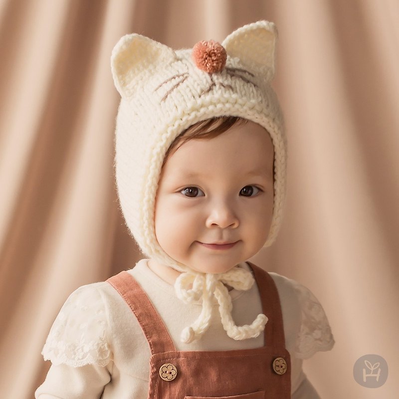 Happy Prince韩国制 Lamming毛线针织精灵保暖婴儿帽 宝宝帽 童帽 - 婴儿帽/发带 - 棉．麻 白色