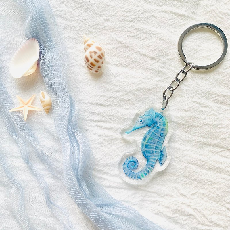 海马 匙扣 钥匙圈 水彩海洋系列 - 钥匙链/钥匙包 - 塑料 蓝色