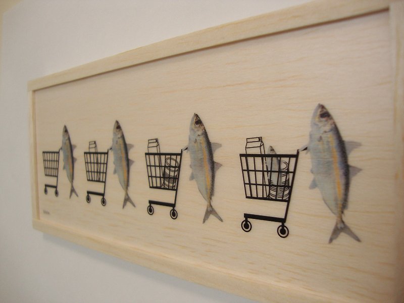 shopping fish 2 - 墙贴/壁贴 - 木头 卡其色
