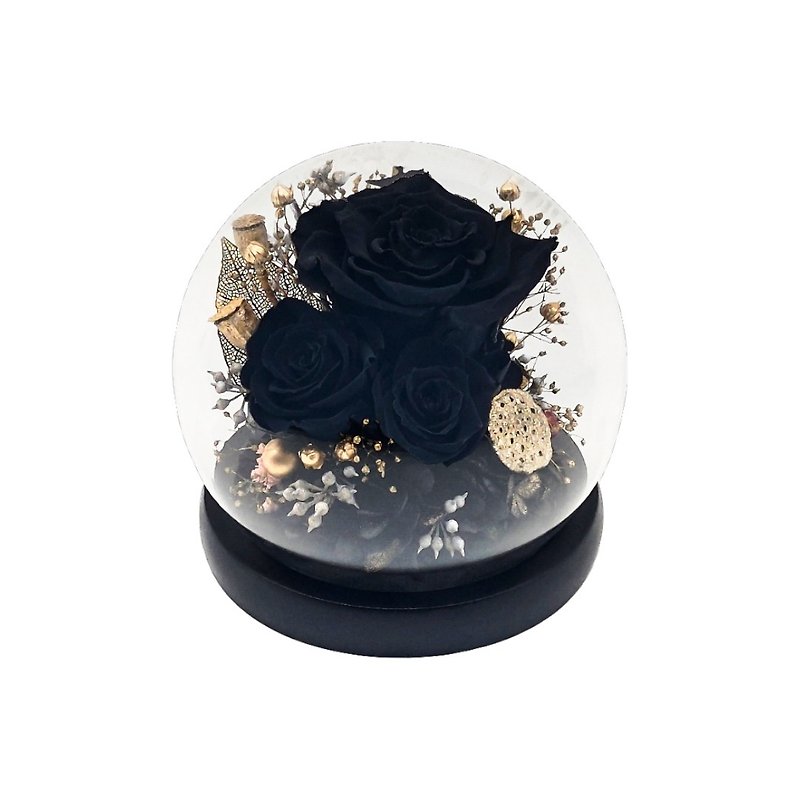 永生花水晶玻璃球摆设 - 黑 - 干燥花/捧花 - 植物．花 黑色