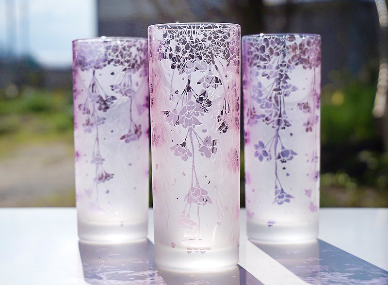 枝垂れ桜と柳のコリンズグラス - 杯子 - 玻璃 粉红色