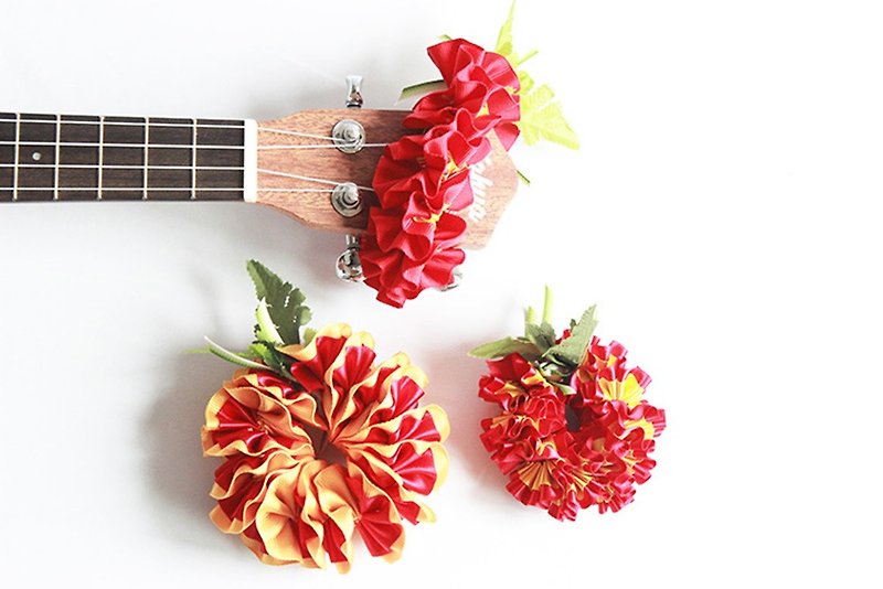 ukulele lei plumeria 3pic d,ukulele accessories,ukulelestrap - 吉他配件 - 棉．麻 红色