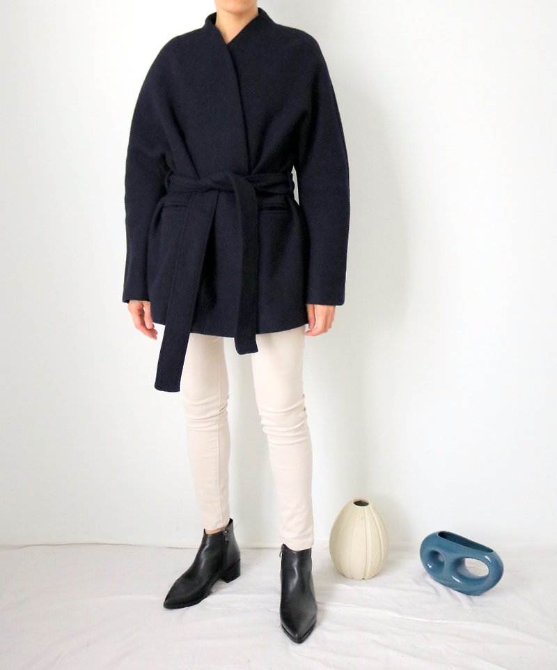 Ishiji Kimono Jacket 和服式羔羊毛短大衣 4色 - 女装休闲/机能外套 - 羊毛 