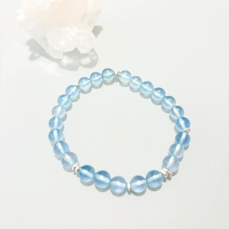 Ops Aquamarine silver bracelet -海水蓝宝/透亮/喉轮/沟通力 - 手链/手环 - 宝石 蓝色