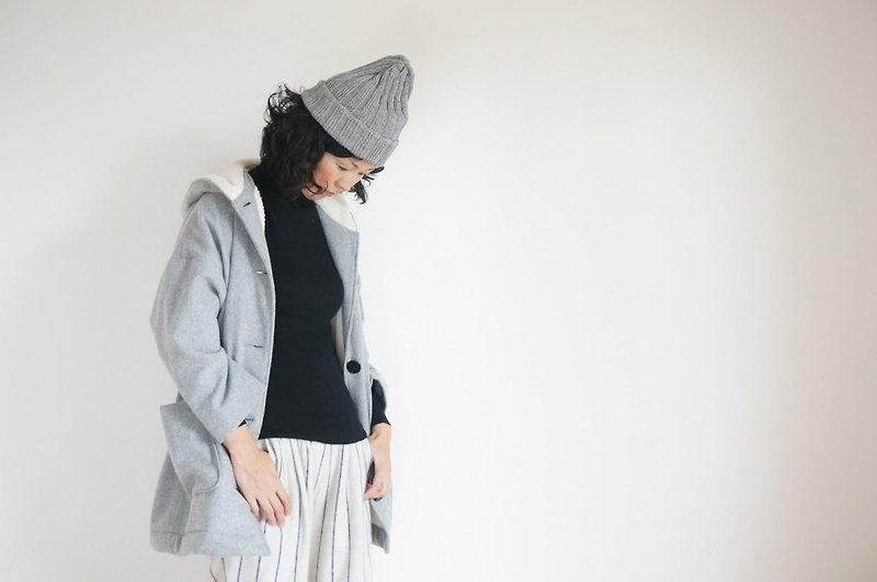Melton wool oversize Coat LADY'S  GRAY - 女装休闲/机能外套 - 棉．麻 灰色