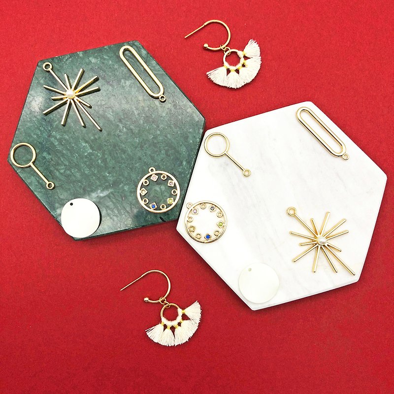 简约14kgf耳环 星空 流苏耳环 一物七用 多种造型 实用的新年礼物 - 耳环/耳夹 - 贵金属 金色