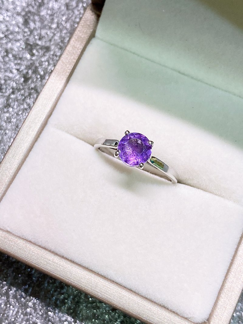 紫水晶 戒指 印度 手工制 925纯银 - 戒指 - 水晶 紫色