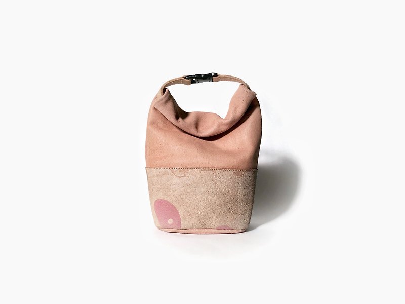 レザーハンドロールバックミニ - 手提包/手提袋 - 真皮 粉红色