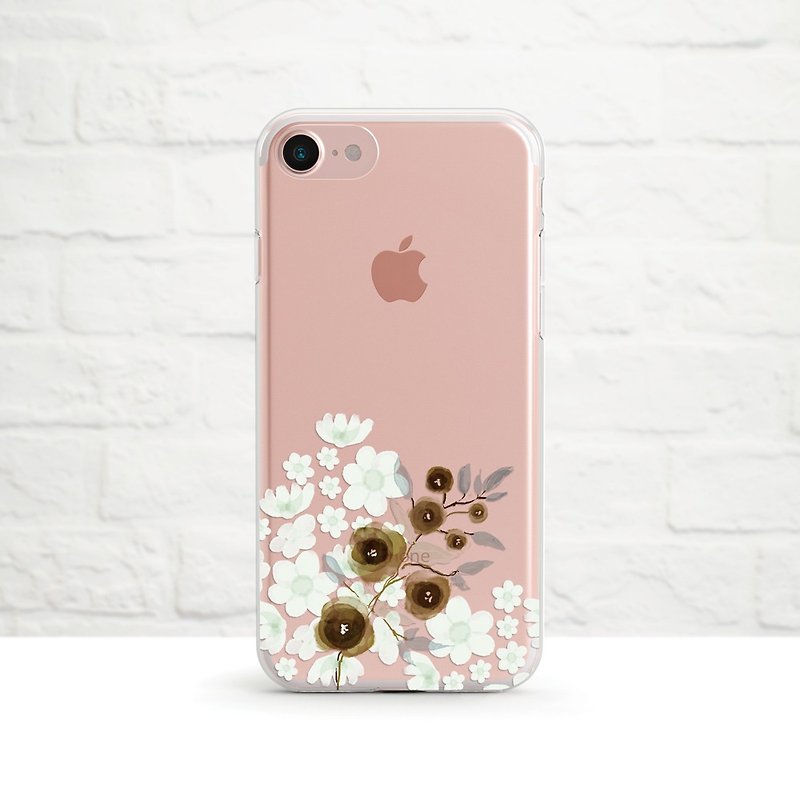 和风小花- 防摔透明软壳-  iPhone14 系列 至 iPhone SE, Samsung - 手机壳/手机套 - 橡胶 白色