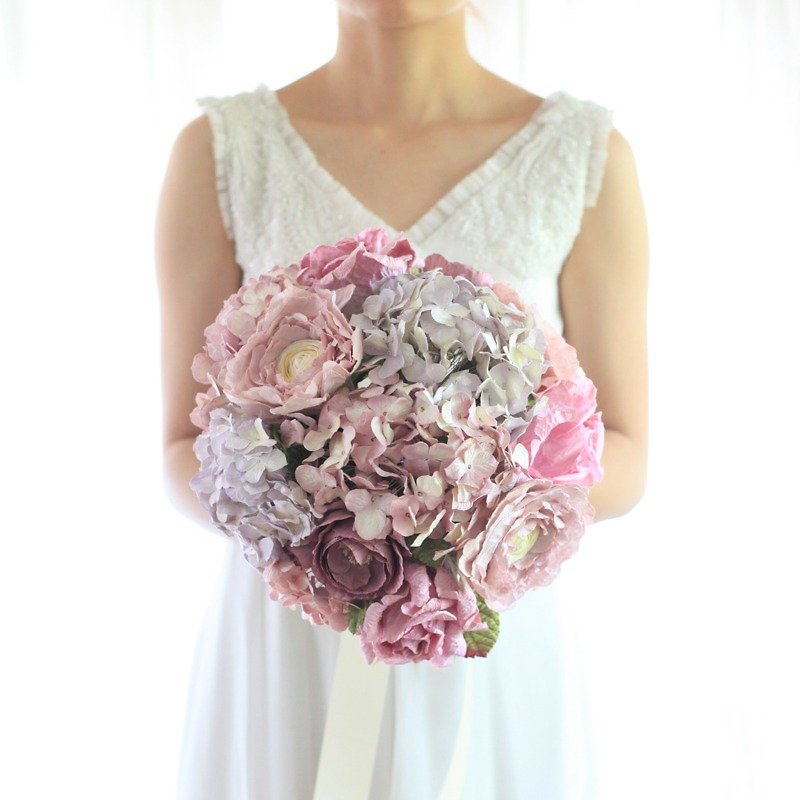 My Sweet Story Bouquet Keepsake Wedding Flower for Bridal Bouquet Medium Size - 木工/竹艺/纸艺 - 纸 紫色