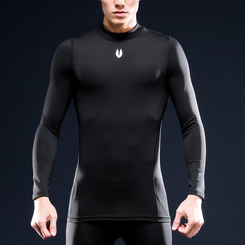 Skin SoftSteel InstaWARM 柔钢瞬暖 男款压力机能束衣 - 长袖 黑 - 男装运动衣 - 聚酯纤维 