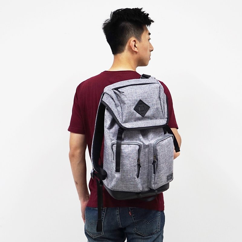 Argali 香港真皮后背包 超实用分类 双肩 大容量 Backpack 浅灰色 - 后背包/双肩包 - 其他材质 灰色