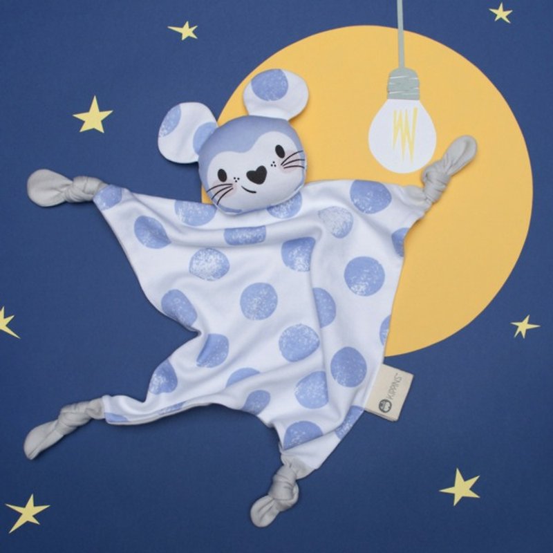 澳洲Kippins有机棉安抚巾 – 月亮小鼠 Luna Kippin - 围嘴/口水巾 - 棉．麻 蓝色