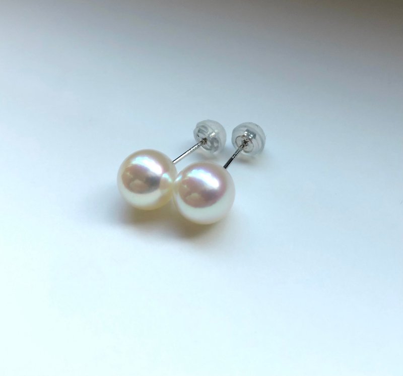 High quality Akoya pearl earring np sea pearl - 耳环/耳夹 - 珍珠 白色