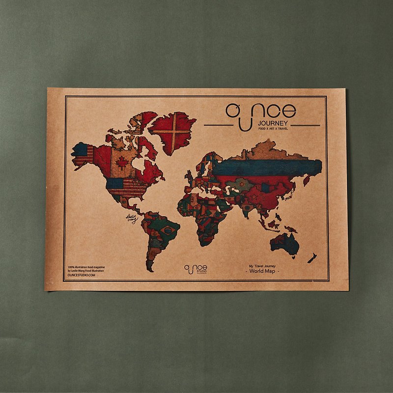 玩食世界地图海报- 复古 - 海报/装饰画/版画 - 纸 