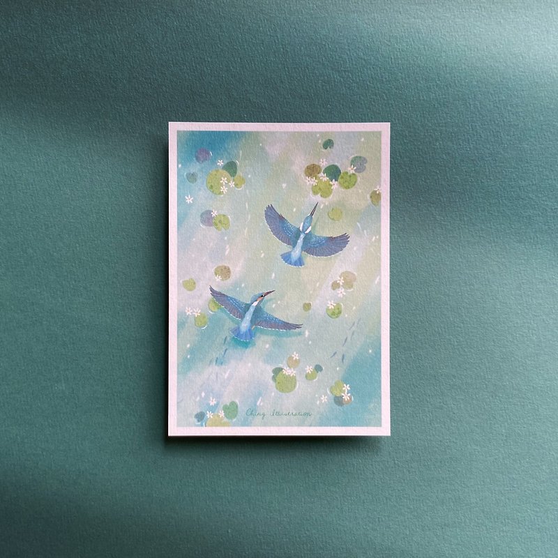 插画明信片 | 普通翠鸟 Common Kingfisher 1组2入 - 卡片/明信片 - 纸 