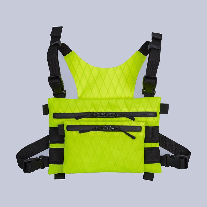 Lime chest rig X-pac shoulder bag messenger Fluorescent Yellow techwear holster - 侧背包/斜挎包 - 其他材质 黄色