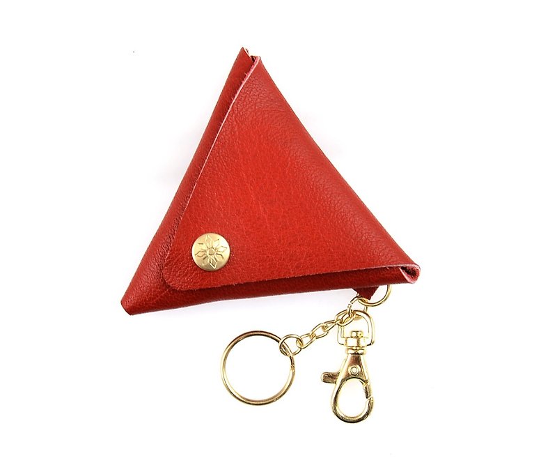U6.JP6 -手作皮革缝制.三角形喜气红零钱包 / 万用包(男女适用) - 零钱包 - 真皮 红色