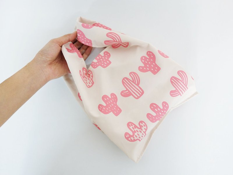 环保小型购物袋  饮料食物提袋  仙人掌 - 手提包/手提袋 - 防水材质 粉红色