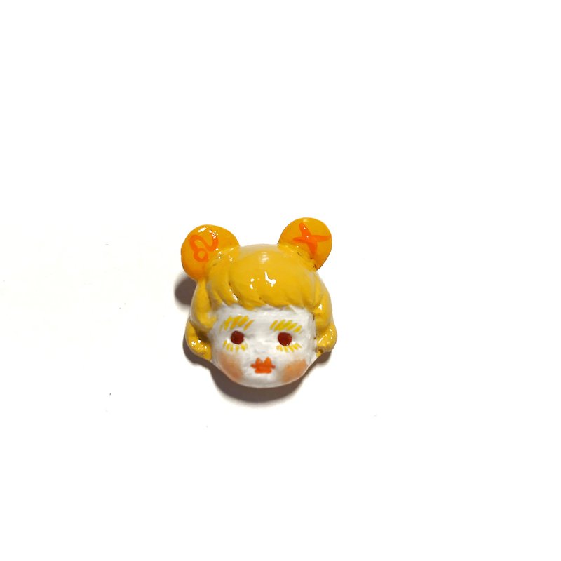 树脂粘土 可爱娃娃獅子座 星座耳钉耳夹 - 耳环/耳夹 - 树脂 橘色